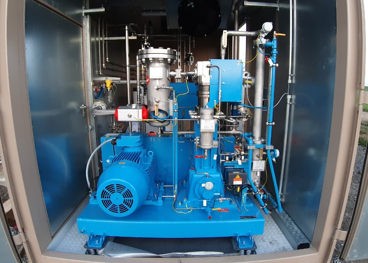 Compressor unit for biomethane feed